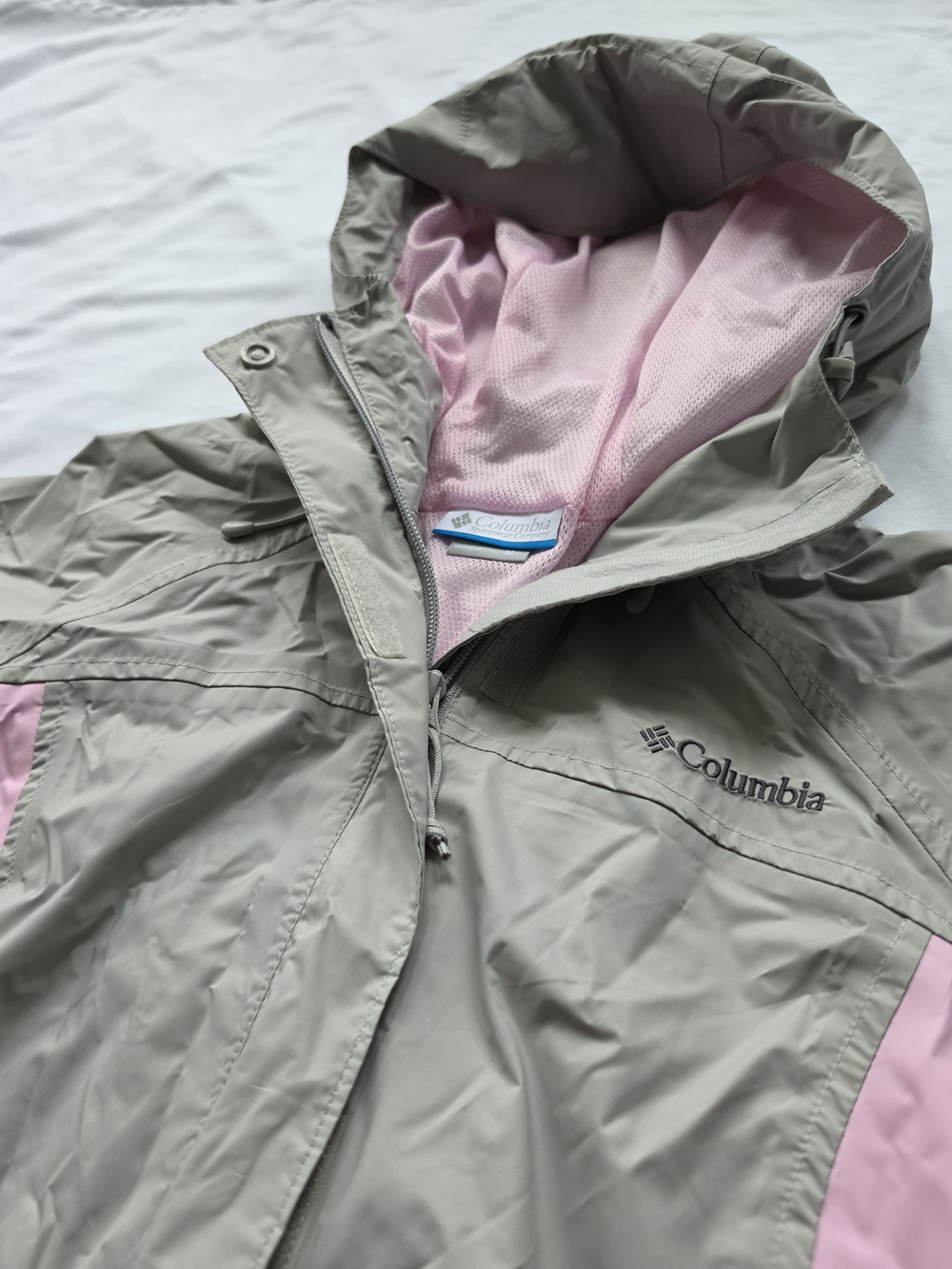 Columbia Omni-Tech Womens Medium Waterproof Rain Jacket Pink Gray